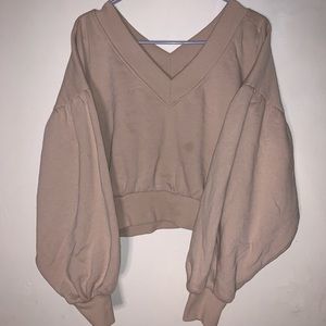 beige v-neck sweatshirt
